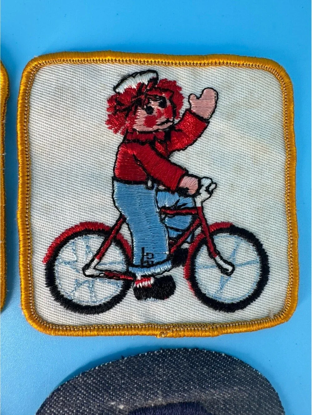 Vintage Raggedy Ann & Andy Embroidered Sew-On Patch Lot of 6 Denim Material